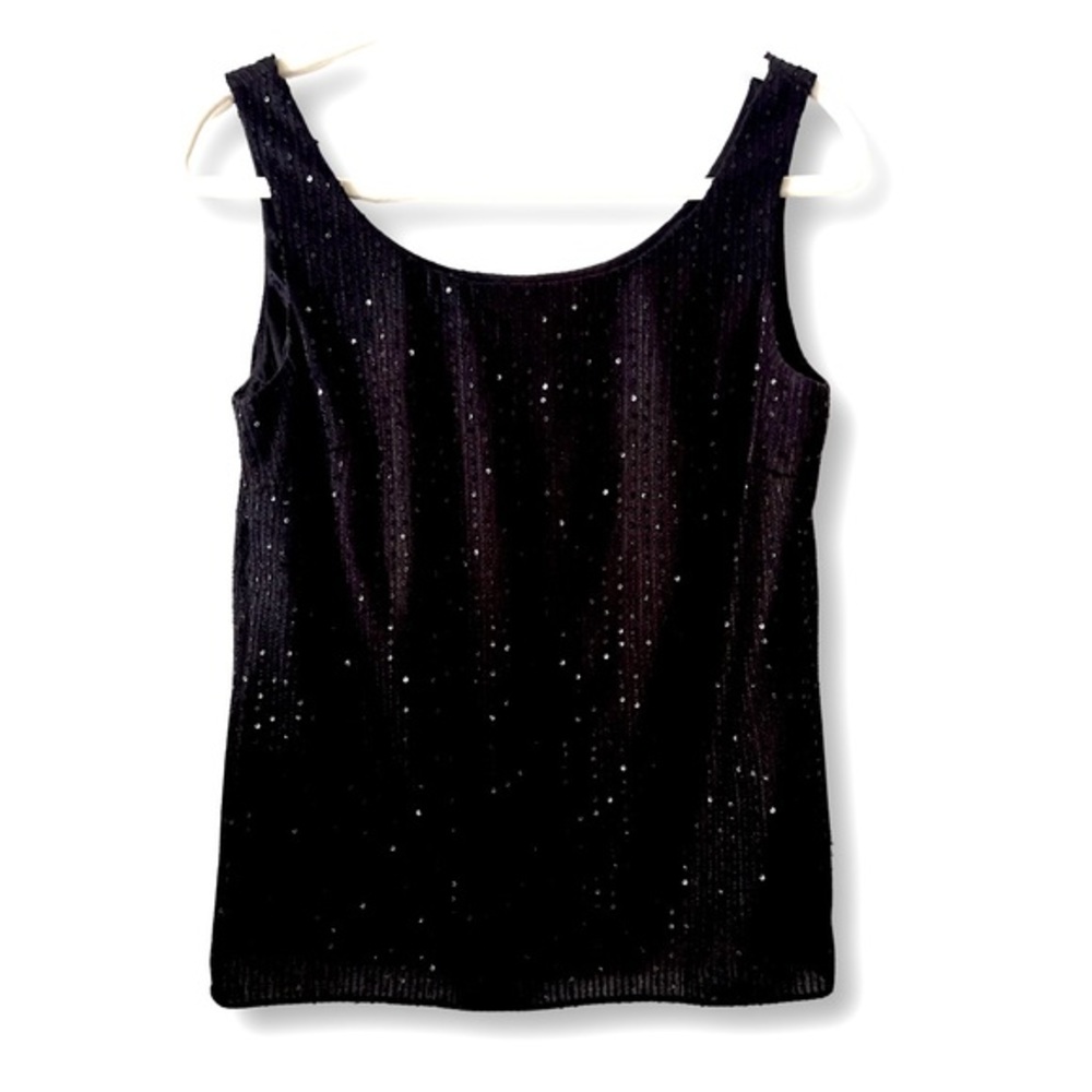 TAHARI Luxe black sequin‎ Tank top small